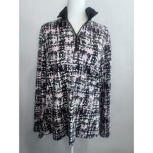 TAIL WHITE LABEL WOMENS GOLF 1/4 ZIP LIGHTWEIGHT PULLOVER BLACK PINK WHITE SZ L